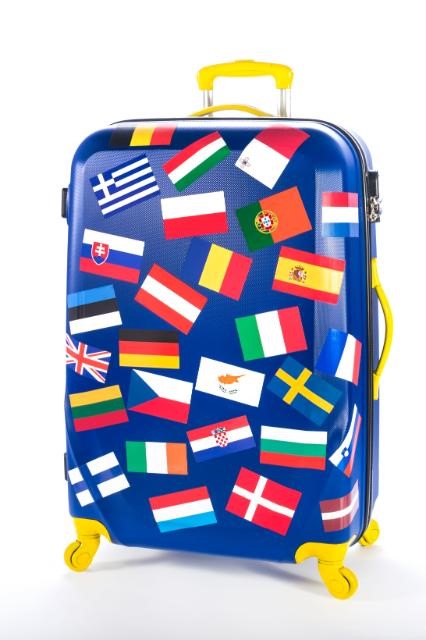 Koffer mit Flaggen der EU-Staaten